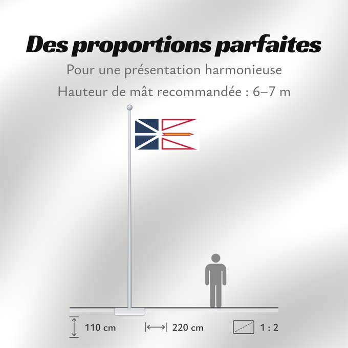Proportions du drapeau : Newfoundland and Labrador	Terre-Neuve-et-Labrador	Terranova y Labrador	Neufundland und Labrador	Terranova	Banniel Douar-Nevez ha Labrador