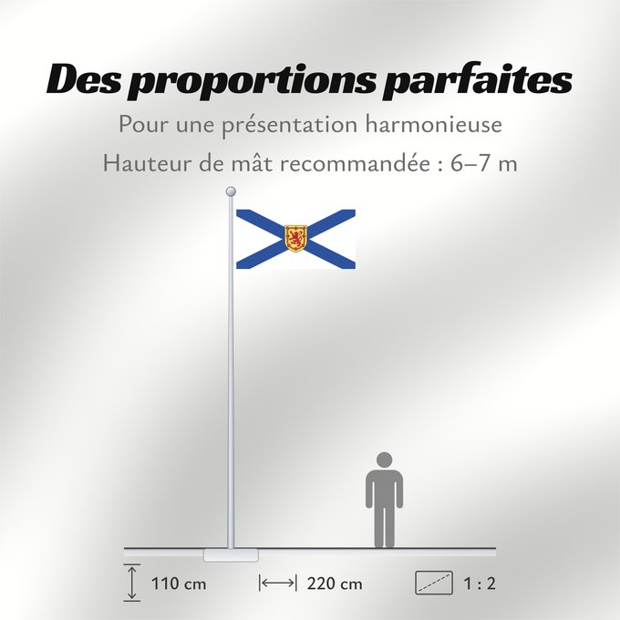 Proportions du drapeau : Nova Scotia	Nouvelle-Écosse	Nueva Escocia	Banniel proviñs Skos-Nevez  Nova Scotia