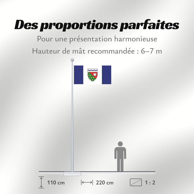 Proportions du drapeau : Northwest Territories Territoires du Nord-Ouest Territorios del Noroeste Nordwest-Territorien Territori del Nordovest Banniel Tiriadoù ar Gwalarn, Kanada ᓄᓇᑦᓯᐊᖅ ᓴᐃᒻᒪᑎ