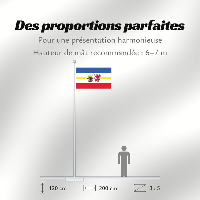 Proportions du drapeau : Mecklenburg-Western Pomerania Mecklenburg-Vorpommern Mecklembourg-Poméranie-Occidentale Mecklemburgo-Pomerania Occidental Meclemburgo-Pomerania Anteriore
