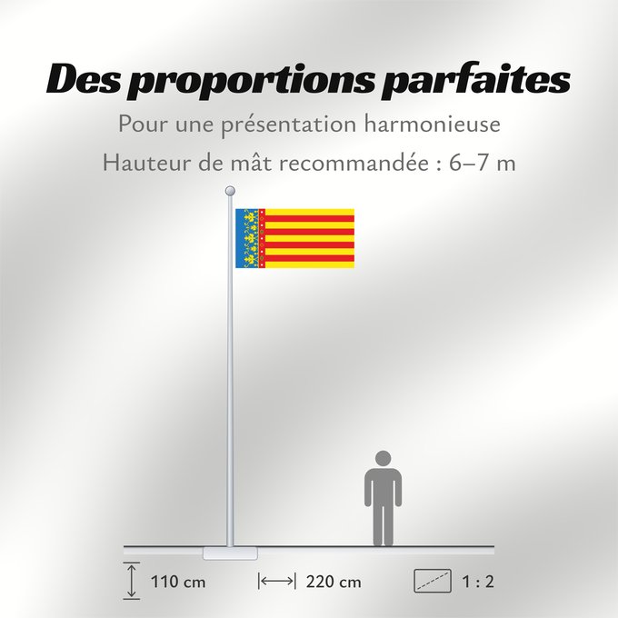 Proportions du drapeau : Land of Valencia official Land of Valencia, 1 2 ratio Valencia Community Comunidad Valenciana, proporciones 1 2 Valencian Community Comunità Valenciana D o Comunidat Balenziana Comunidá Valenciana Comunitat Valenciana, proporcions 1 2 Valentziako Erkideg