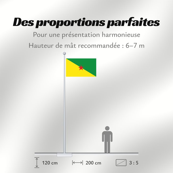 Proportions du drapeau : French Guiana	Guyane	Guayana Francesa	Französisch-Guayana	Guyana Francese