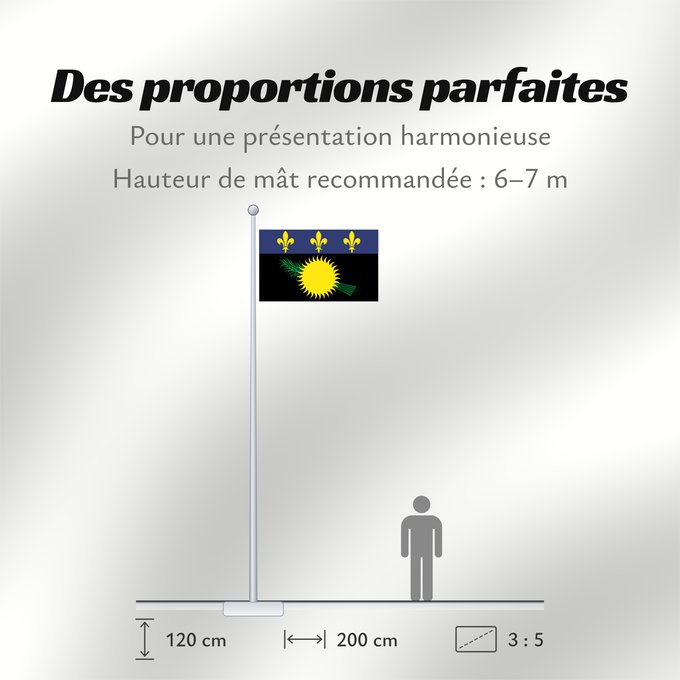 Proportions du drapeau : Unofficial flag of Guadeloupe  local	Unofficial local flag of Guadeloupe	Guadeloupe	Guadalupe. Uso no oficial	Guadalupa