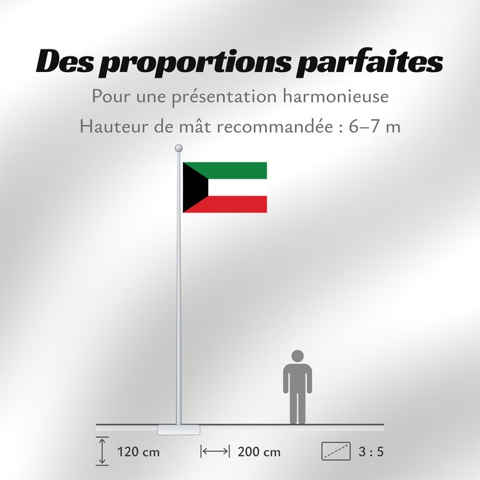 Proportions du drapeau : Kuwait Koweït Kuwaitlabel QS Les