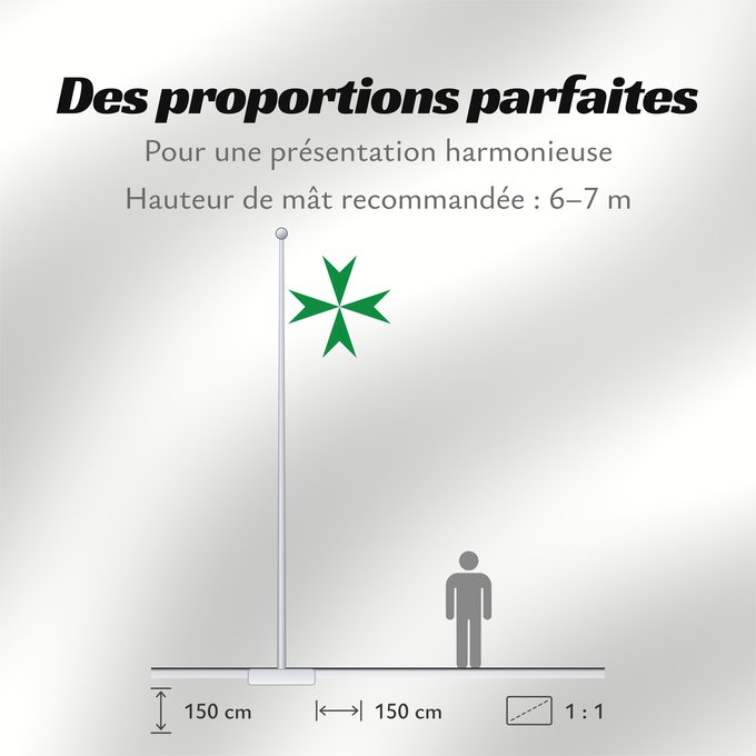 Proportions du drapeau : Militärischer und Hospitalischer Orden des Heiligen Lazarus von Jerusalem