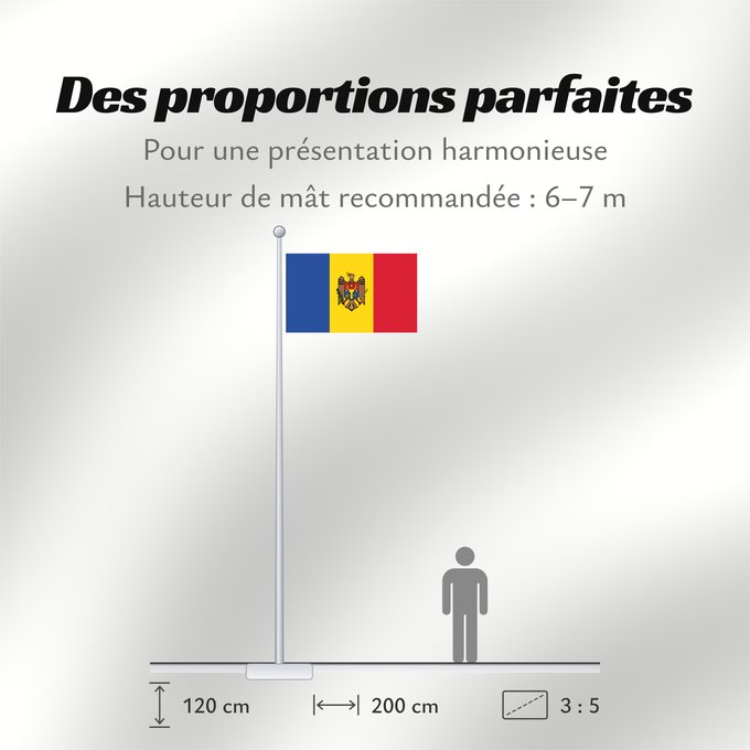 Proportions du drapeau : Moldova Moldavie Moldavia Moldawien (Republik Moldau)