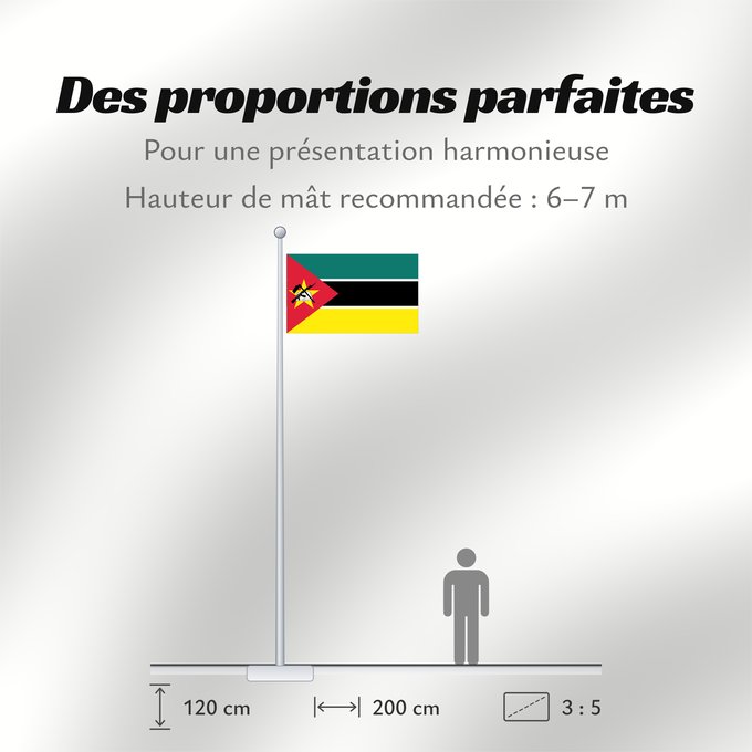 Proportions du drapeau : Mozambique Mosambik Mozambico Moçambique علم موزمبيق Mozambiko Mozambikas Republikas Sainan i Maozambika Флаг Мозамбика Mozambika Musaanbiiq Moçambiques Msumbiji