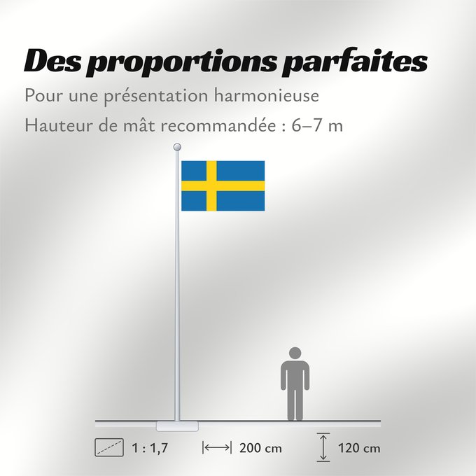 Proportions du drapeau : Sweden Suède Suecia Schweden Svezia