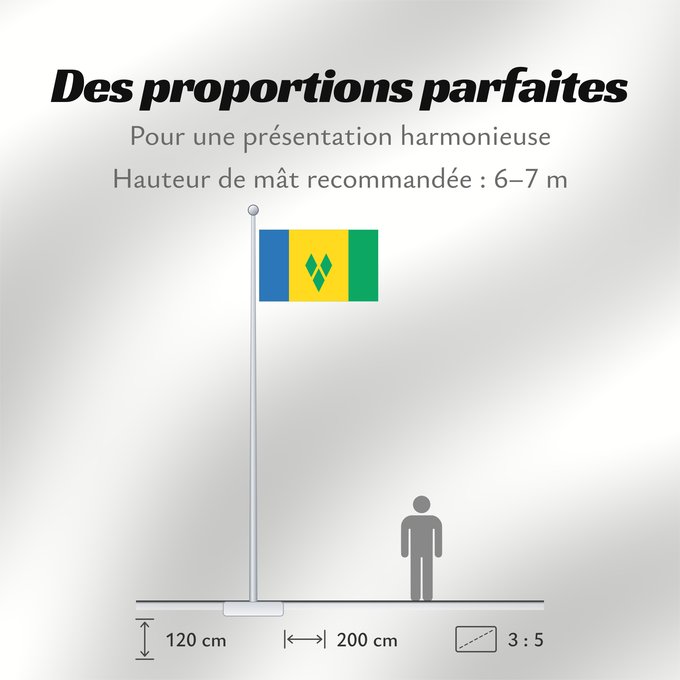 Proportions du drapeau : Saint Vincent and the Grenadines	Saint-Vincent-et-les Grenadines	San Vicente y las Granadinas	St. Vincent und die Grenadinen	Saint Vincent e Grenadine	Флаг Сент-Винсента и Гренадин	Saint Vincenta in Grenadin