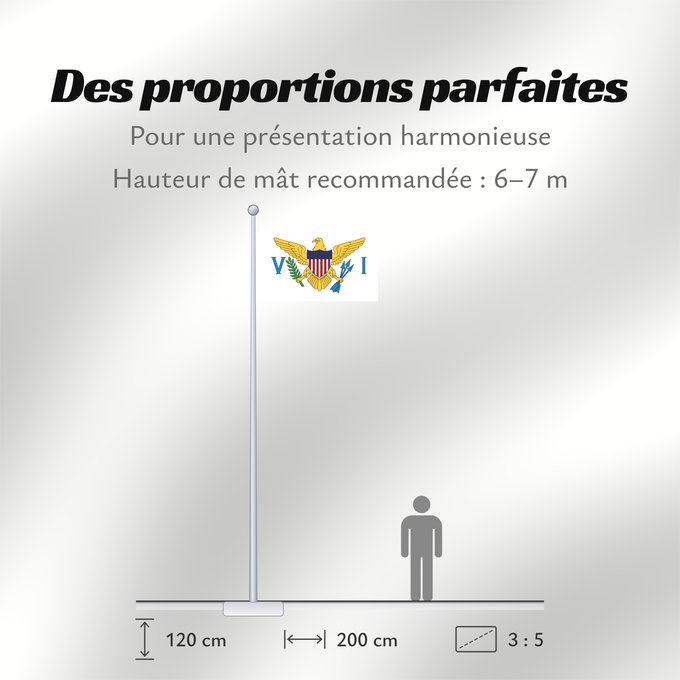 Proportions du drapeau : United States Virgin Islands Virgin Islands, U.S. îles Vierges américaines Islas Vírgenes de los Estados Unidos Amerikanischen Jungferninseln Isole Vergini statunitensi Amerikaanse Maagdeneilanden Wysp Dziewiczych Stanów Zjednoczonych Amerikanske Jomfruøe