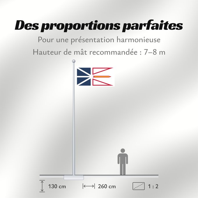 Proportions du drapeau : Newfoundland and Labrador	Terre-Neuve-et-Labrador	Terranova y Labrador	Neufundland und Labrador	Terranova	Banniel Douar-Nevez ha Labrador