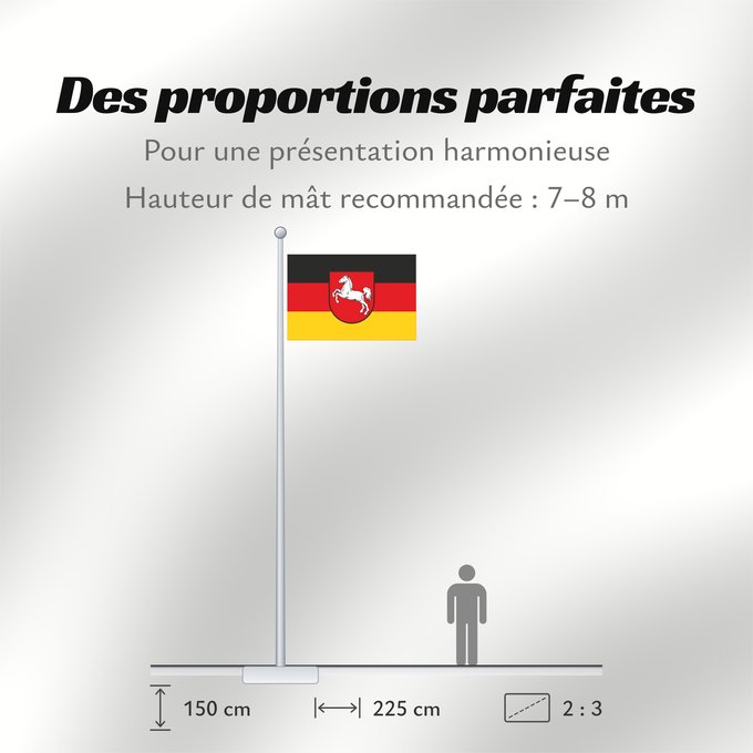Proportions du drapeau : Lower Saxony	Baja Sajonia	Niedersachsen	Bassa Sassonia