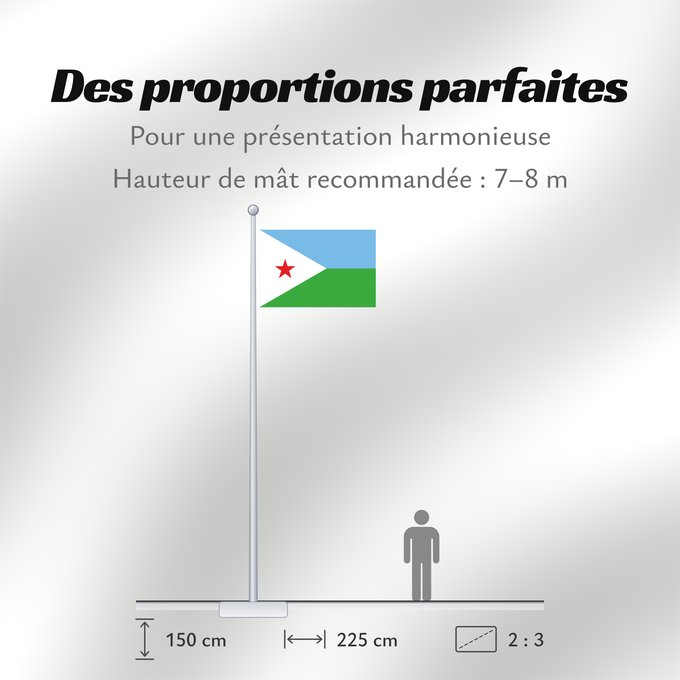 Proportions du drapeau : Djibouti Yibuti Dschibuti Gibuti Vo Dschibuti የጅቡቲ ሰንደቅ ዓላማ علم جيبوتي জিবুতির পতাকা Banniel Djibouti Džibutská vlajka Ĝibutio Djibutiko bandera Djiboutin Ala Cîbutî Džibučio Sainan i Dziboti Jiboti Džibutija Jabuuti Djiboutis Jibuti
