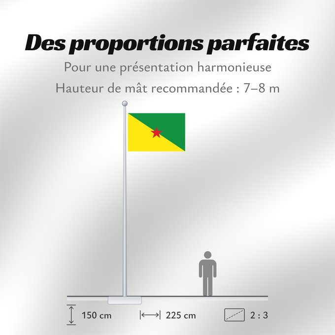 Proportions du drapeau : French Guiana	Guyane	Guayana Francesa	Französisch-Guayana	Guyana Francese