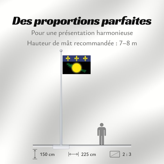 Proportions du drapeau : Unofficial flag of Guadeloupe  local	Unofficial local flag of Guadeloupe	Guadeloupe	Guadalupe. Uso no oficial	Guadalupa