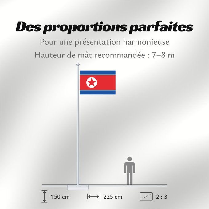 Proportions du drapeau : North Korea Korea (Democratic People's Republic) (North Korea) Corée du Nord Corea del Norte Nordkorea Corea del Nord Noord-Korea Coreia do Norte Korei Północnej Corea d o Norte علم كوريا الشمالية Национално знаме на Северна Корея উত্তর কোরিয়ার জাতীয় পত