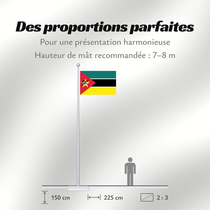 Proportions du drapeau : Mozambique Mosambik Mozambico Moçambique علم موزمبيق Mozambiko Mozambikas Republikas Sainan i Maozambika Флаг Мозамбика Mozambika Musaanbiiq Moçambiques Msumbiji