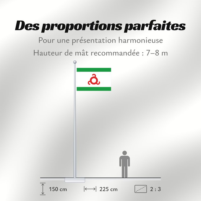 Proportions du drapeau : Ingushetia	Republic of Ingushetia	Inguschetien	Inguscezia	Флаг Ингушетии