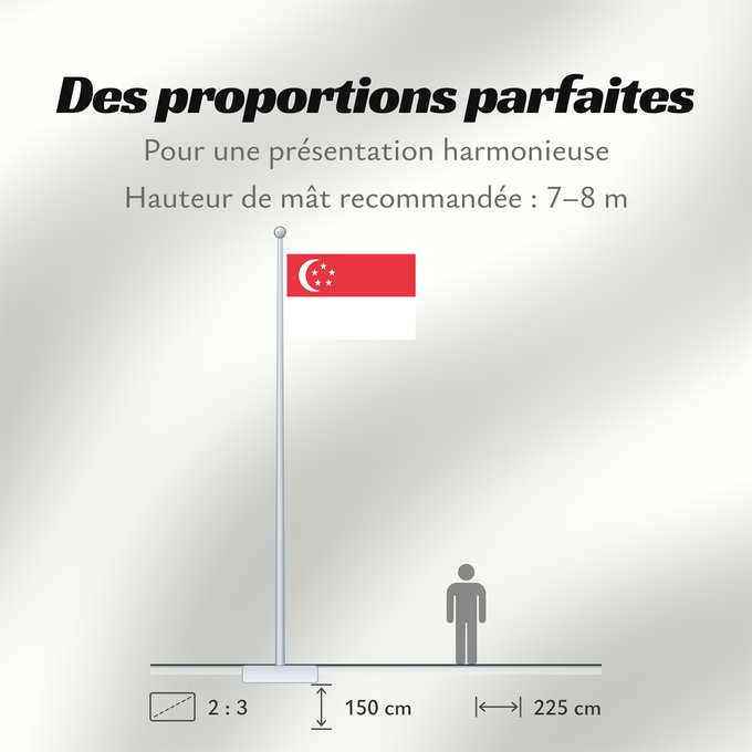 Proportions du drapeau : Singapore Singapour Singapur Singapuru علم سنغافورة Singapuro Singapura Флаг Сингапура Singapurja சிங்கப்பூரி்ன் கொடி 新加坡国旗