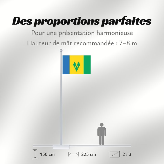 Proportions du drapeau : Saint Vincent and the Grenadines Saint-Vincent-et-les Grenadines San Vicente y las Granadinas St. Vincent und die Grenadinen Saint Vincent e Grenadine Флаг Сент-Винсента и Гренадин Saint Vincenta in Grenadin