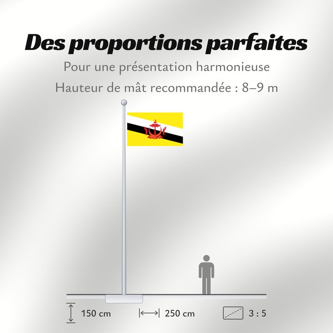 Proportions du drapeau : Brunei Brunei Darussalam Brunéi علم بروناي Bruneis Brunein 브루나이의 국기 Bruney Brunei / بنديرا بروني ဘရူနိုင်းနိုင်ငံ၏ အလံတော် Флаг Брунея Bruneja புரூணை கொடி ธงชาติบรูไนดารุสซาลาม Watawat Brunay Cờ Brunei 文莱国旗