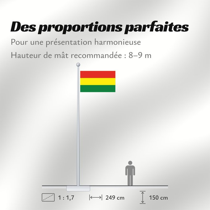 Proportions du drapeau : Bolivia Bolivie Bolivien Bolivia Flag of Bolivia* country Template I18n/Republic of Bolivia used by Bolivia from 1851 until Present created by Government of Bolivia format 15 22 shape rectangular colours red