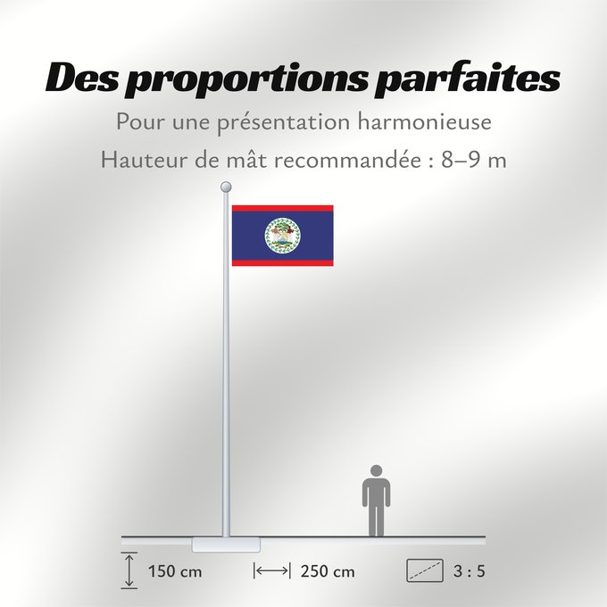 Proportions du drapeau : Belize Belice Banniel Belize Belizen Belizae Флаг Белиза Belizeja Belizes Quốc kỳ Belize