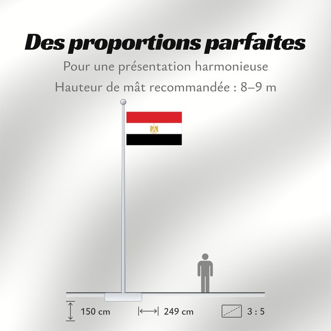 Proportions du drapeau : Egypt L Égypte Egipto Ägyptens Dell Egitto Egypte የግብፅ ሰንደቅዓላማ علم مصر Сцяг Егіпта Banniel Egipt Yr Aifft Af Ægypten Σημαία της Αιγύπτου Egiptio Egyptin Asenǧaq n Maṣer Флаг Египта Masar Egyptens Mısır Прапор Єгипту