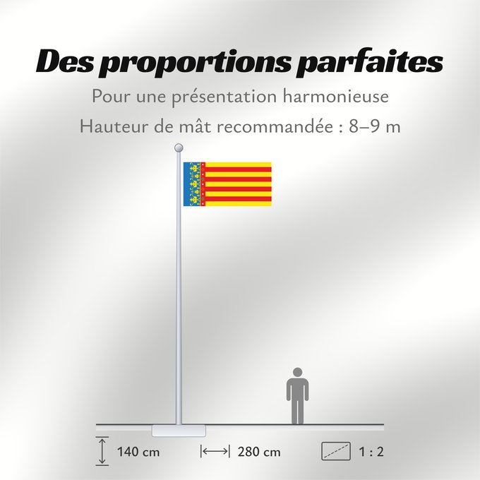 Proportions du drapeau : Land of Valencia official Land of Valencia, 1 2 ratio Valencia Community Comunidad Valenciana, proporciones 1 2 Valencian Community Comunità Valenciana D o Comunidat Balenziana Comunidá Valenciana Comunitat Valenciana, proporcions 1 2 Valentziako Erkideg