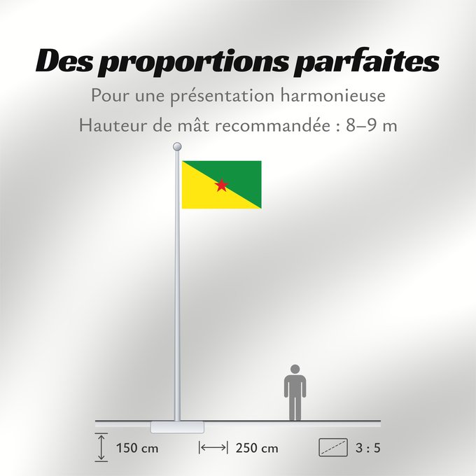 Proportions du drapeau : French Guiana	Guyane	Guayana Francesa	Französisch-Guayana	Guyana Francese