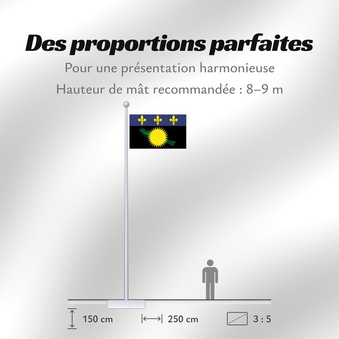 Proportions du drapeau : Unofficial flag of Guadeloupe  local	Unofficial local flag of Guadeloupe	Guadeloupe	Guadalupe. Uso no oficial	Guadalupa
