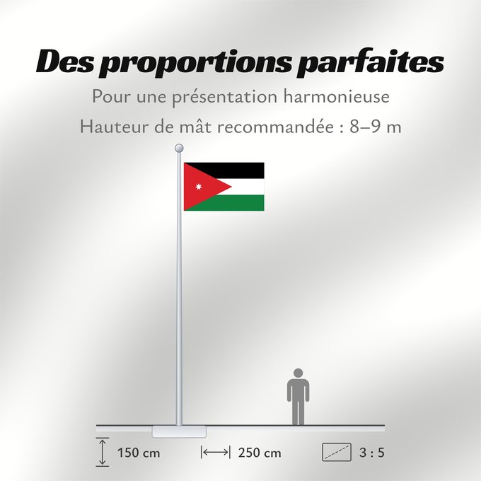 Proportions du drapeau : Jordan Jordanie Jordania Jordanien Giordania Jordanië علم الأردن Jordanio Iordaniei Флаг Иордании Jordanije Ürdün