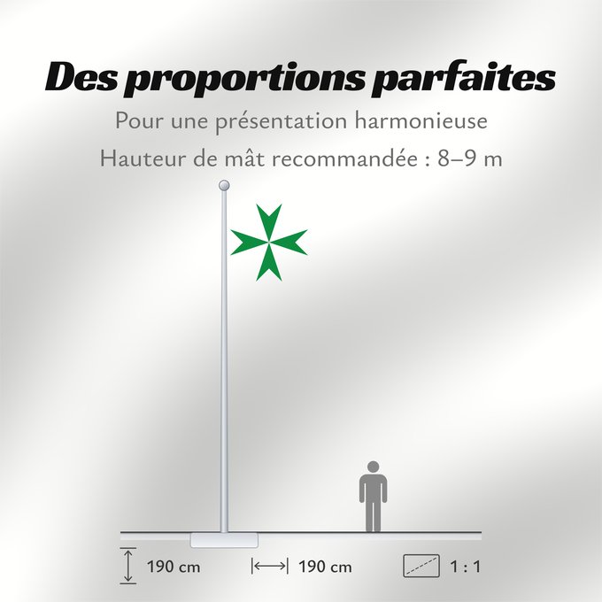 Proportions du drapeau : Militärischer und Hospitalischer Orden des Heiligen Lazarus von Jerusalem