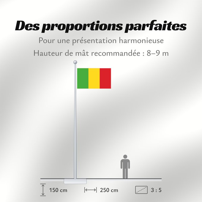 Proportions du drapeau : Mali	Malí	علم مالي	Mali finifana	Malija	Raaya bu Mali