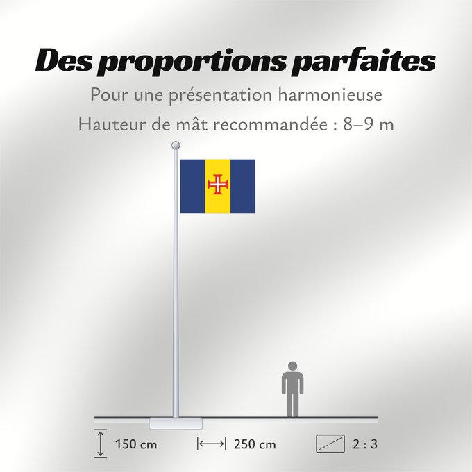 Proportions du drapeau : Madeira	Autonomous Region of Madeira, Portugal	Madera	Região Autónoma da Madeira