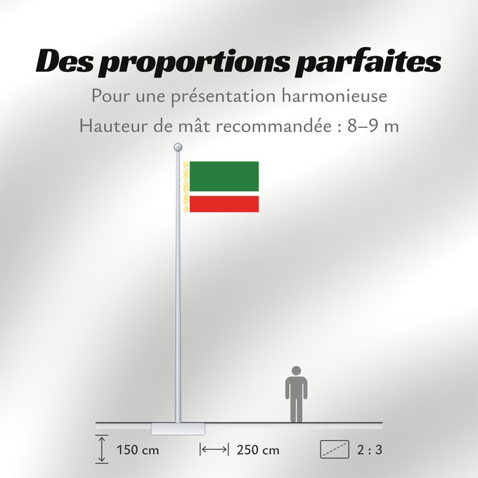 Proportions du drapeau : Chechen Republic Chechenia Tschetschenische Cecenia Байракх Нохчийн Республикан Флаг Чеченской Республики Парчами Ҷумҳурии Чеченистон Стяг Чеченської Республіки Російської Федерації