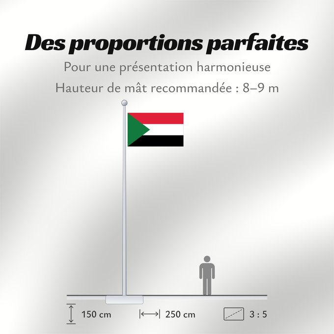 Proportions du drapeau : Sudan Soudan Sudán Soedan علم السودان Sudans