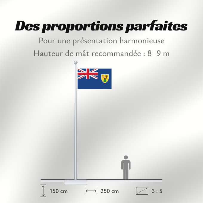 Proportions du drapeau : Turks and Caicos Islands Turques et caiques !Îles Turques-et-Caïques Islas Turcas y Caicos Turks- und Caicosinseln Turks e Caicos Ynysoedd Turks a Caicos DTurcach agus Caicos Turks ha Kaykos Флаг Тёркса и Кайкоса