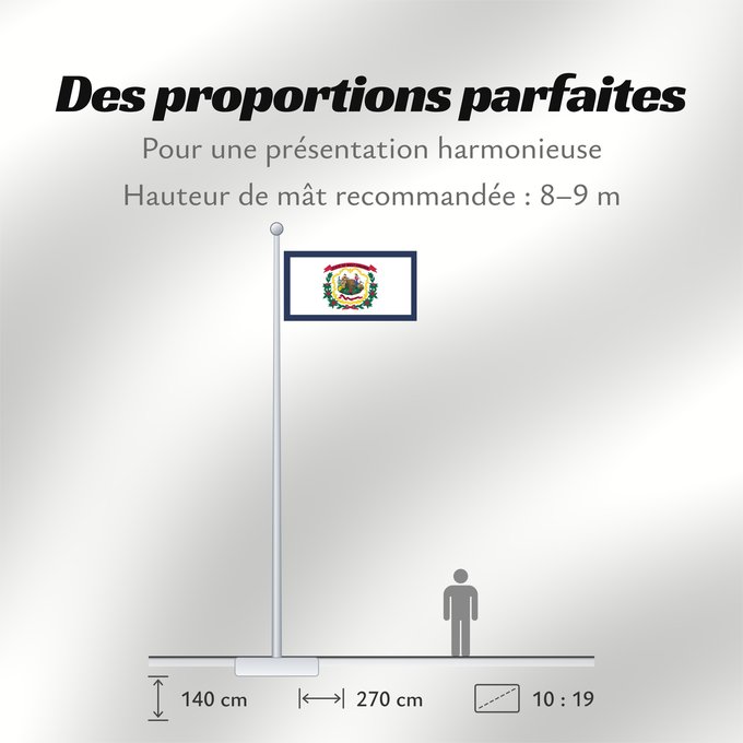 Proportions du drapeau : West Virginia	Virginie-Occidentale	Virginia Occidental	Virginia Occidentale	ᏫᏍᎧᏂᏏᏂ ᎦᏓᏘ	Wilikinia Komohana	Virginia Occidentalis	Eʼeʼaahjí Bijiniyah Hahoodzo bidah naatʼaʼí	Wescht Wirschini	Флаг Западной Виргинии	Застава Западне Вирџиније