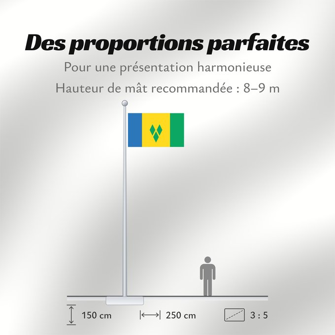 Proportions du drapeau : Saint Vincent and the Grenadines	Saint-Vincent-et-les Grenadines	San Vicente y las Granadinas	St. Vincent und die Grenadinen	Saint Vincent e Grenadine	Флаг Сент-Винсента и Гренадин	Saint Vincenta in Grenadin