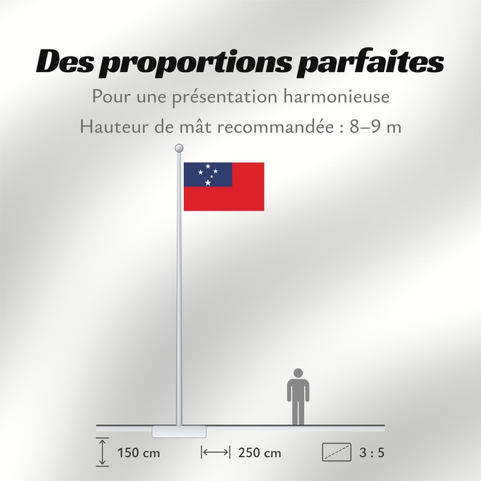 Proportions du drapeau : Samoa Pīwari o Hāmoa Samoe Fu‘a o Sāmoa