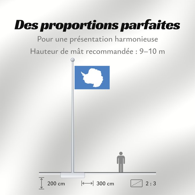 Proportions du drapeau : Proposed flag of Antarctica  Graham Bartram	One of several flag proposals for Antarctica	Antarctique	Un de varios banderas propuesta de Antártida	Flaggenvorschlag für die Antarktis	Una delle bandiere proposte per l Antartide	Vörslag för ene Flagg vun Anta