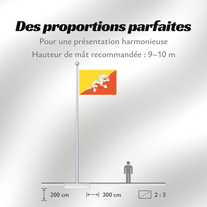 Proportions du drapeau : Bhutan	Bhoutan	Bután	Butão	علم بوتان	ভূটানের পতাকা	ཧྥ་རན་ས་ཀྱི་དར་ཆ།	Bhutani lipp	Bhutanin	Watawat ng Bhutan	भूटान का ध्वज	Флаг Бутана	Butana	Bhutans	Bhutanu	ธงชาติ ประเทศภูฏาน
