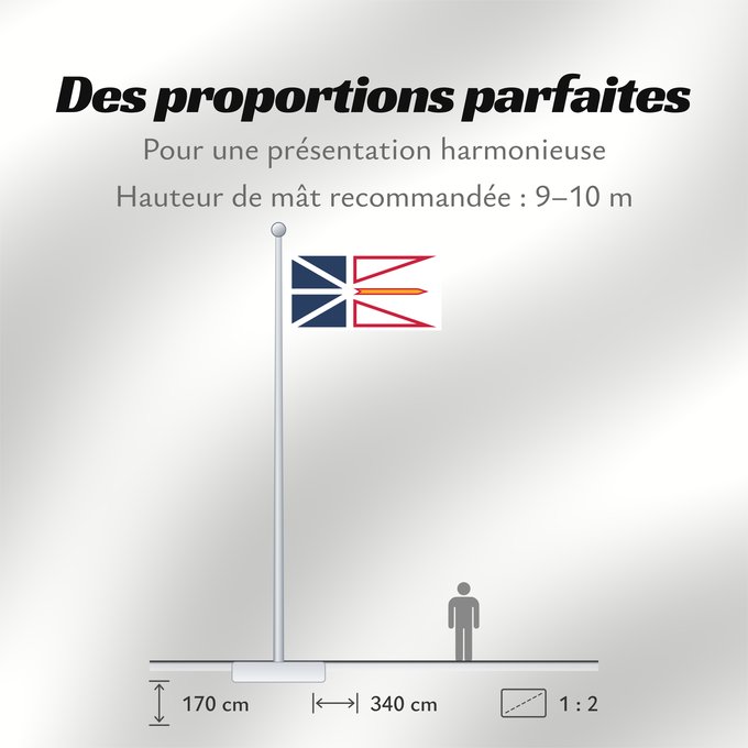 Proportions du drapeau : Newfoundland and Labrador	Terre-Neuve-et-Labrador	Terranova y Labrador	Neufundland und Labrador	Terranova	Banniel Douar-Nevez ha Labrador