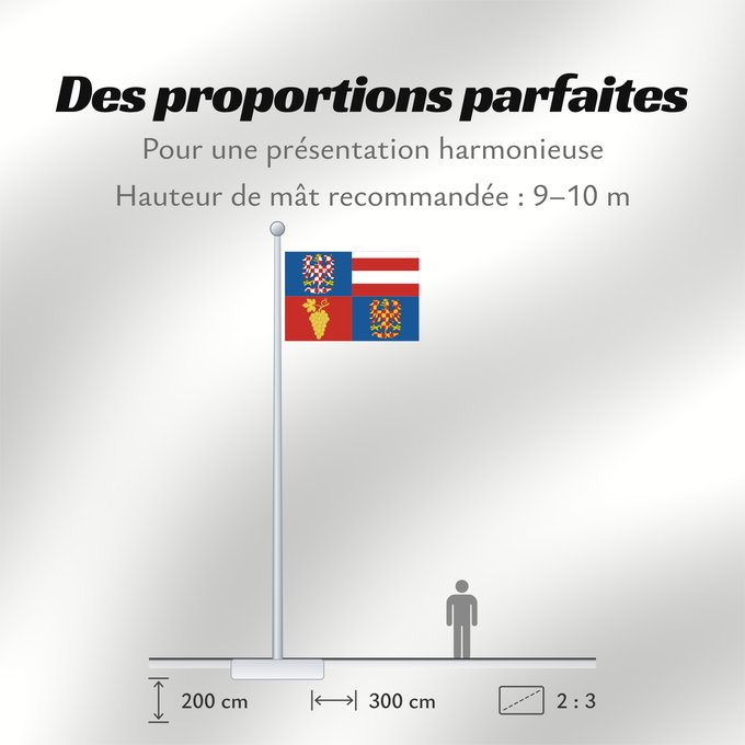 Proportions du drapeau : South Moravian Region	Région de Moravie du Sud)	Región de Moravia Meridional	Südmährische Region	Moravia meridionale	Jihomoravského kraje
