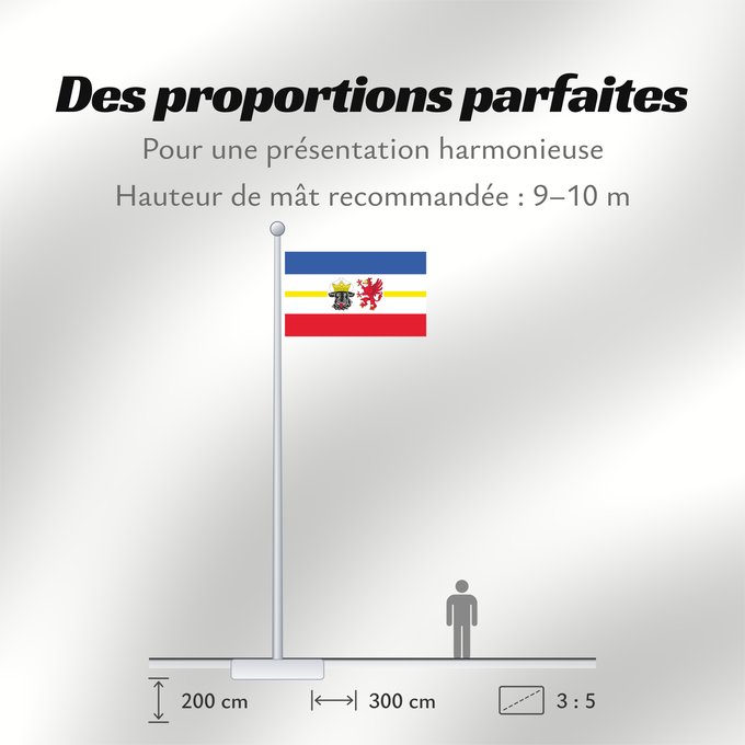 Proportions du drapeau : Mecklenburg-Western Pomerania Mecklenburg-Vorpommern Mecklembourg-Poméranie-Occidentale Mecklemburgo-Pomerania Occidental Meclemburgo-Pomerania Anteriore