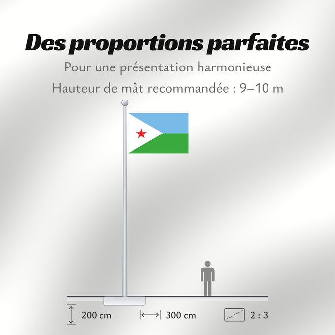 Proportions du drapeau : Djibouti Yibuti Dschibuti Gibuti Vo Dschibuti የጅቡቲ ሰንደቅ ዓላማ علم جيبوتي জিবুতির পতাকা Banniel Djibouti Džibutská vlajka Ĝibutio Djibutiko bandera Djiboutin Ala Cîbutî Džibučio Sainan i Dziboti Jiboti Džibutija Jabuuti Djiboutis Jibuti