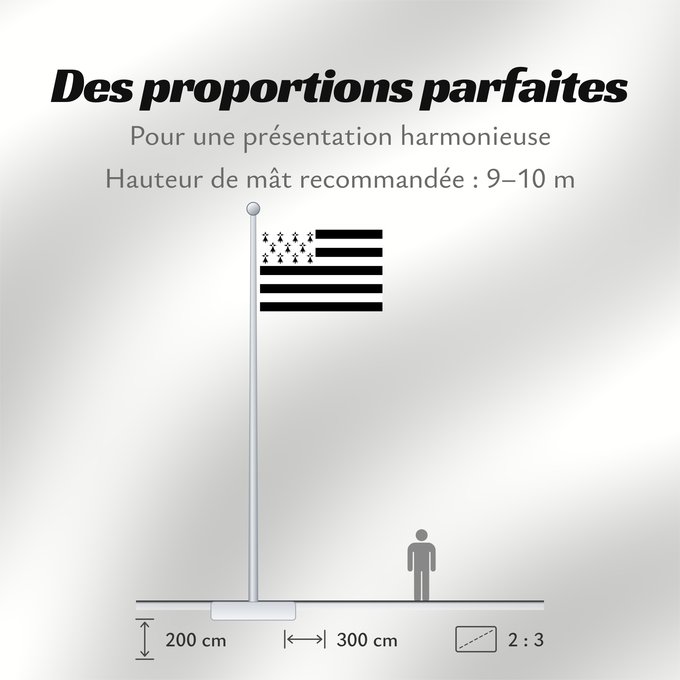 Proportions du drapeau : Brittany The Gwenn-ha-du, flag of Brittany Le Gwenn-ha-du, drapeau de la Bretagne Spaniel Bretón Bretagna Ar Gwenn-ha-du, banniel Breizh