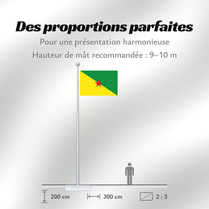 Proportions du drapeau : French Guiana	Guyane	Guayana Francesa	Französisch-Guayana	Guyana Francese