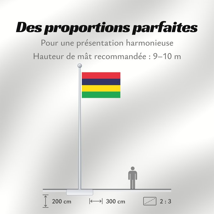 Proportions du drapeau : Mauritius Maurice Mauricio মরিশাসের জাতীয় পতাকা। Прапор Маврикію